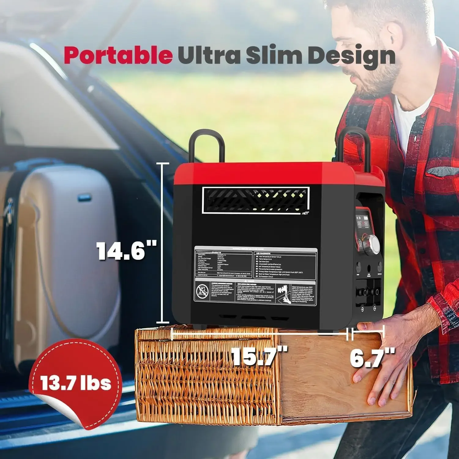 Портативный водонагреватель на пропане 1 фунт с насосом |   Аккумуляторная батарея 4000 мАч |   Время душа MAX 100 минут |   Открытый пропановый кемпинг