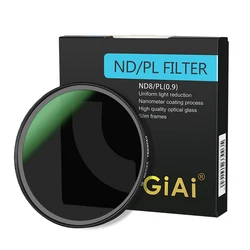 GiAi 2 In 1 ND8 CPL Filter Polarizing Neutral Density Camera Lens 49 52 55 58 62 67 72 77 82 86 mm For Canon Nikon Sony