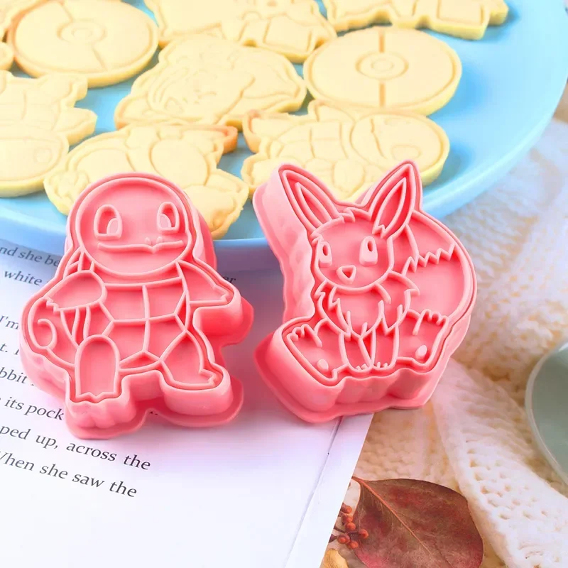 6 Pcs/set Cookie Mould 3d Cartoon Anime Figure Pikachu Charmander Squirtle Bulbasaur DIY Baking Mold Party Accessories