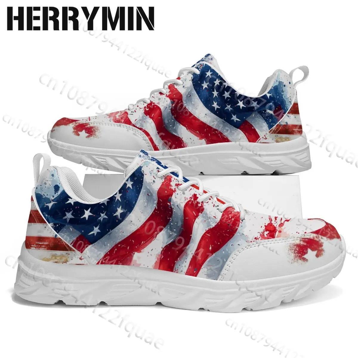 New Model Full Coverage American National Flag Teenager Kids Black White Shoes Boys Girls Fashion Breathable Lightweight Shoes