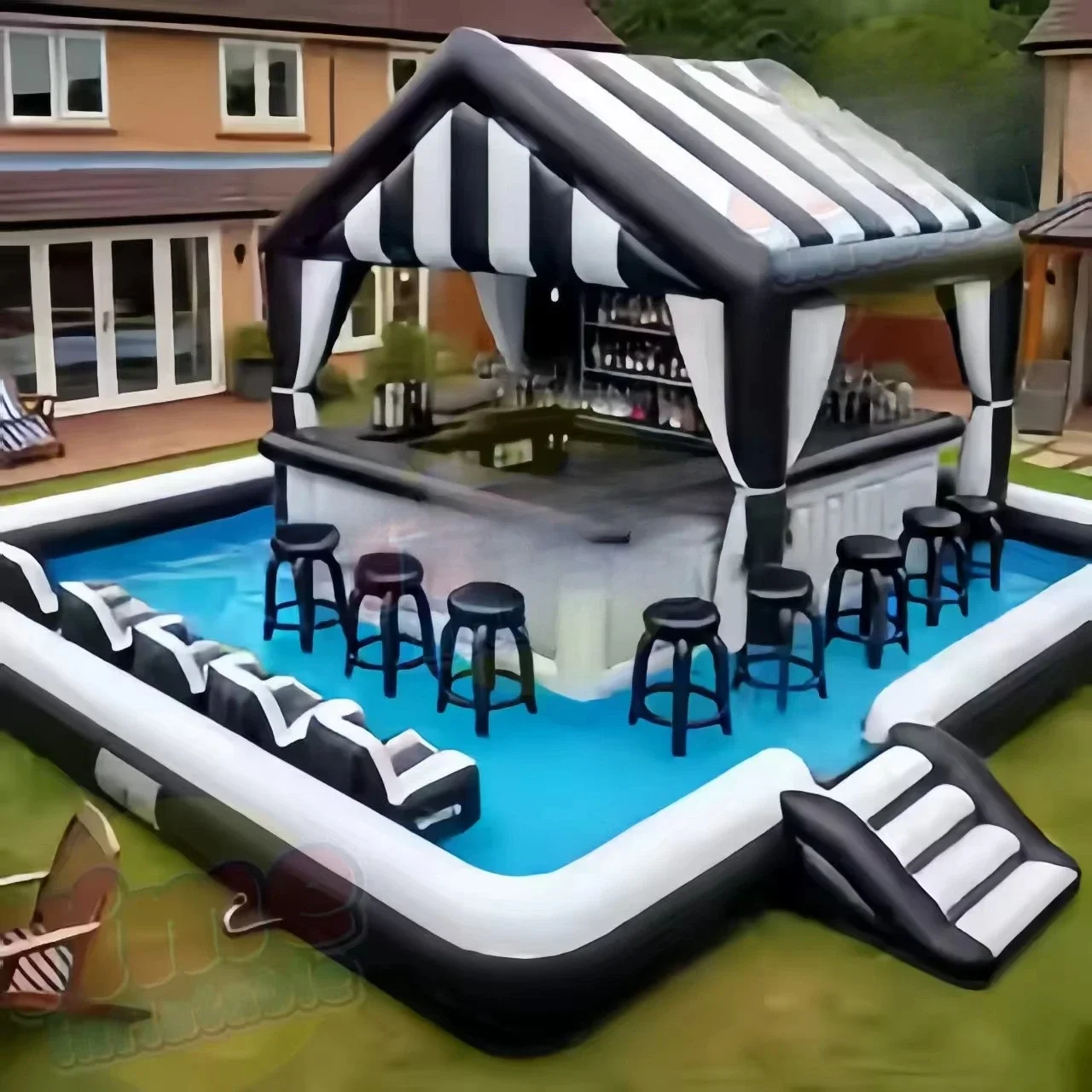 Custom Logo Inflatable Bar Multifunctional PVC Float Cool Bar Counter with Fun in the Pool