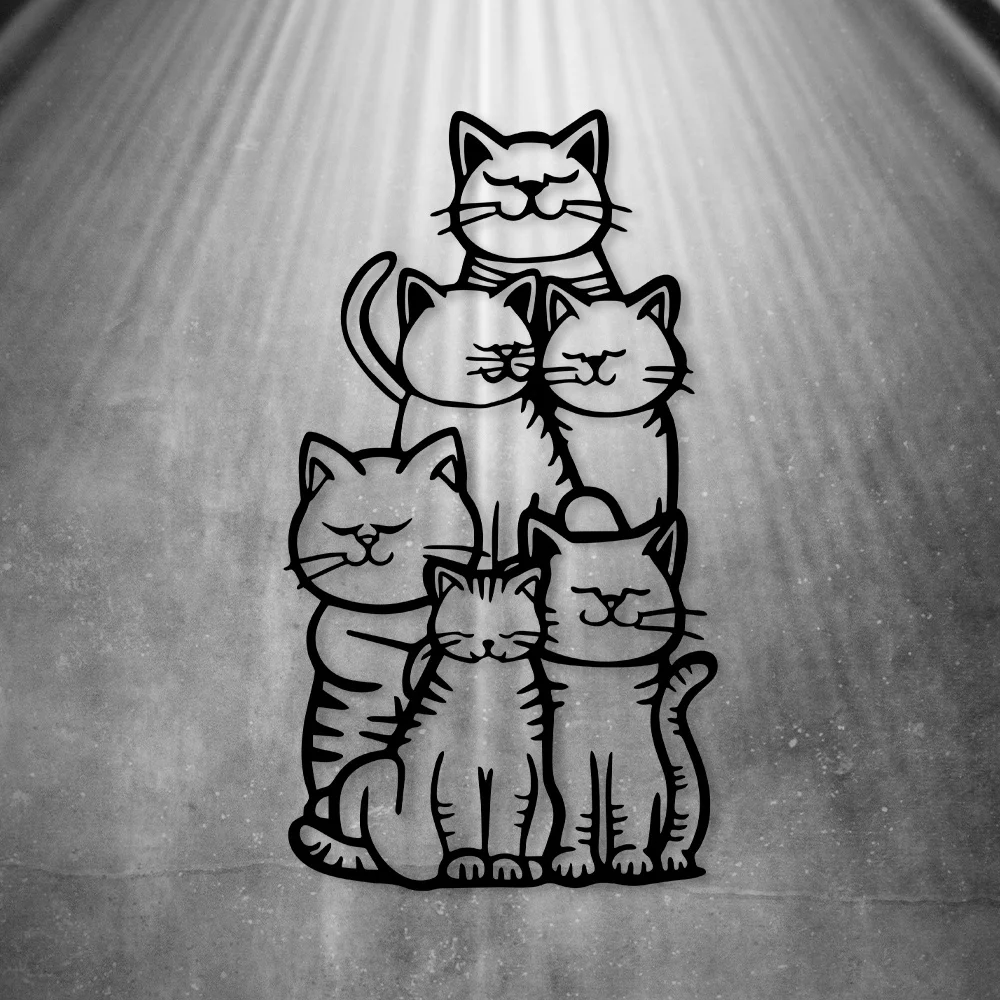 WhimsyCat Metal Minimalist Cat Silhouette Wall Art  Hanging Decor for Cat Lovers- No-Electricity Outdoor Festive Decoration