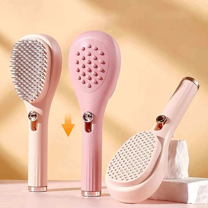 1PC Portable Retractable Massage Comb Self Clean Hair Brush Scalp Massage Comb For Head Caring Anti-static without hair damage