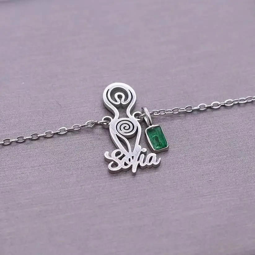 Todorova Custom Name Spiral Goddess of Fertility Bracelet, Stainless Steel Charm Jewelry, Religious Gift for Spiritual Women