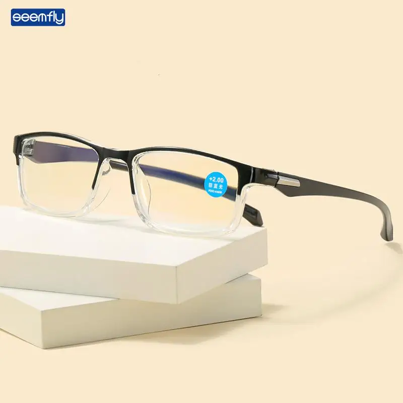 

Seemfly Men's Reading Glasses Anti Blue Light Eyeglass Personalized Splicing Design Presbyopia Glassware With Diopter +1 to +4