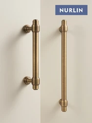Nurlin Solid Brass French Retro Antique Bronze Kitchen Cabinet Door Drawer Knobs Wardrobe Handles T-bar