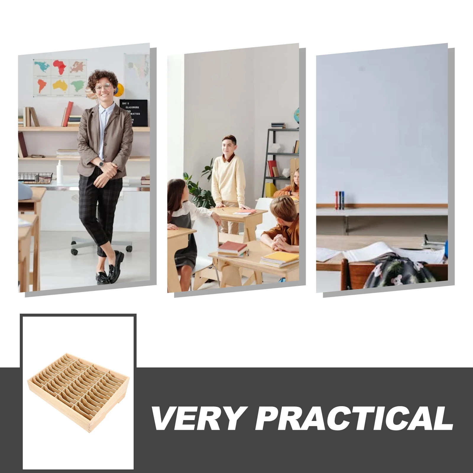 

Wood Storage Box Mobile Phone Holder Classroom Multi-Grid Phone Management Rack Desktop Organizer for Birthday