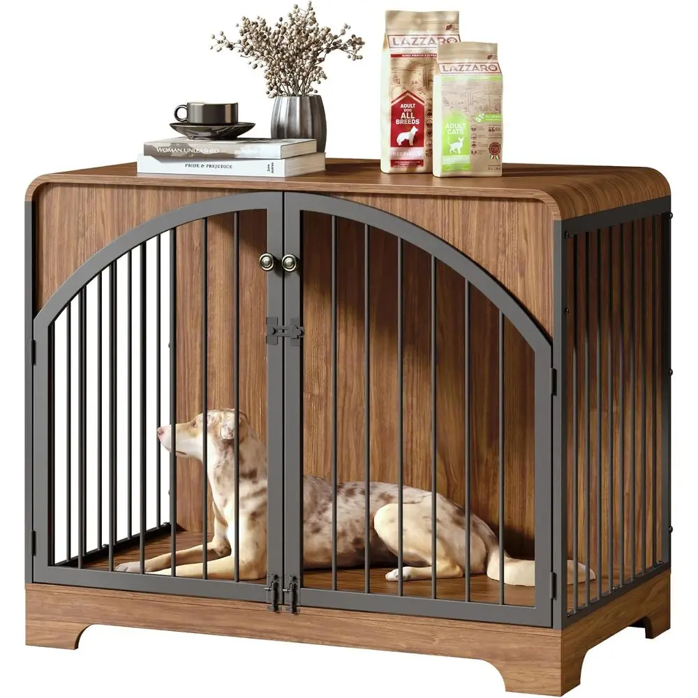 

Коричневый деревянный ящик для собак в деревенском стиле, большой/средний приставной столик для дома для домашних животных, домашний декоративный питомник