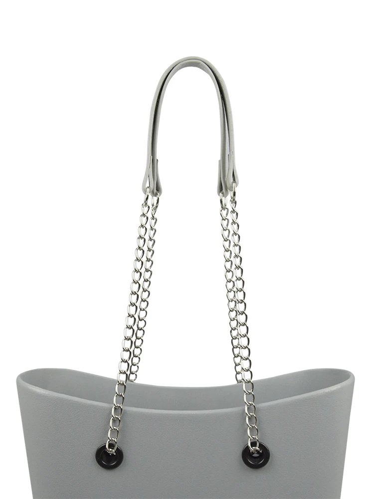 New Tanqu 1 Pair Silver Long Thick Single Chain with OT Metal Buckle Black Screws for Obag O Bag Handles for Women Bag Handbags