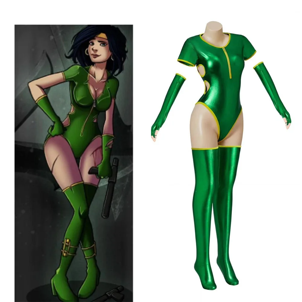 Game Killer Instinct Black Orchid Cosplay Costume Women's Green Sexy Bodysuit Fighters  Jumpsuit  Halloween Party Outfits