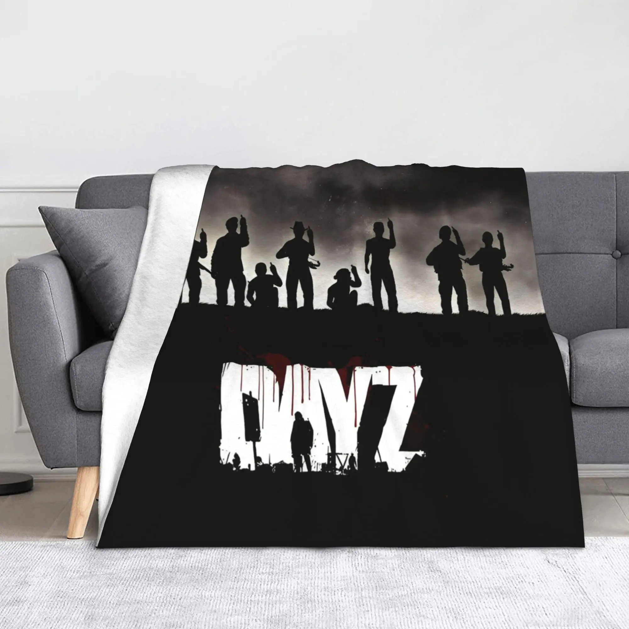 DayZ Shotting Game Knitted Blanket Zombie Attack Fuzzy Throw Blanket Bedding Couch Portable Lightweight Bedspreads Breathable