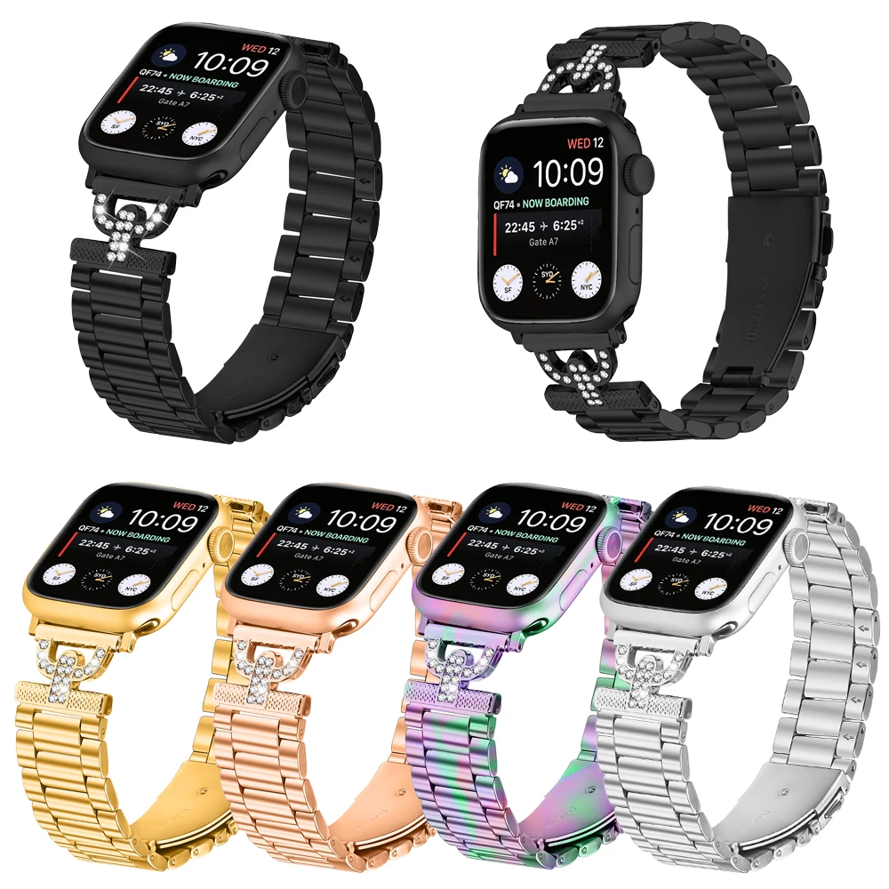 Нержавеющая сталь для Apple Watch Ремешок 49 мм 45 мм 41 мм 44 мм 40 мм 42 мм 46 мм Металлический ремешок iWatch Ultra Series 9 10 5 SE 6 7 8 Браслет