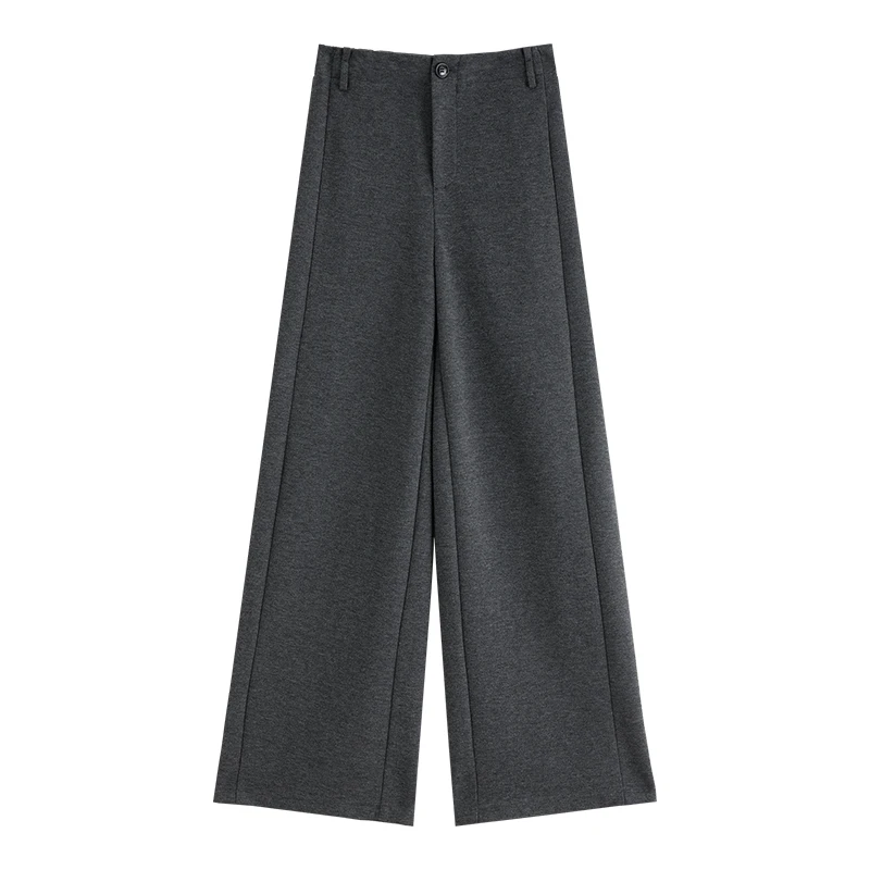 ZIQIAO Neu eingetroffene, weit geschnittene, vertikal gespaltene, dicke, bodenlange Freizeithose aus Wolle für Damen, vielseitige Hose für den Herbst – Detail 23