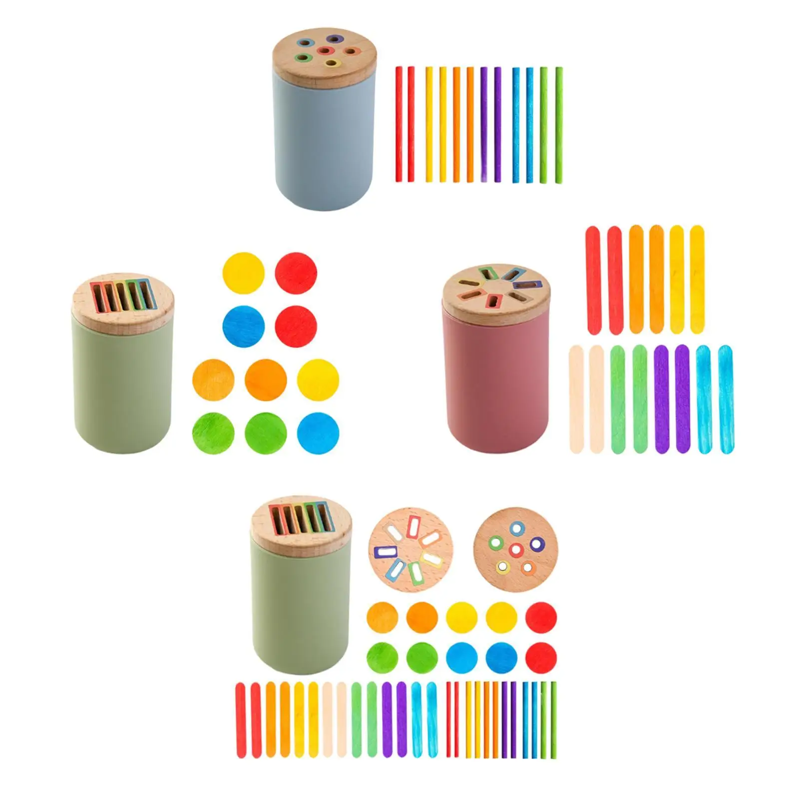 Color Shape Sorting Box Wooden Shape Color Recognition Montessori Toy for Kids 3 4 5 Year Old Children Toddlers Birthday Gift