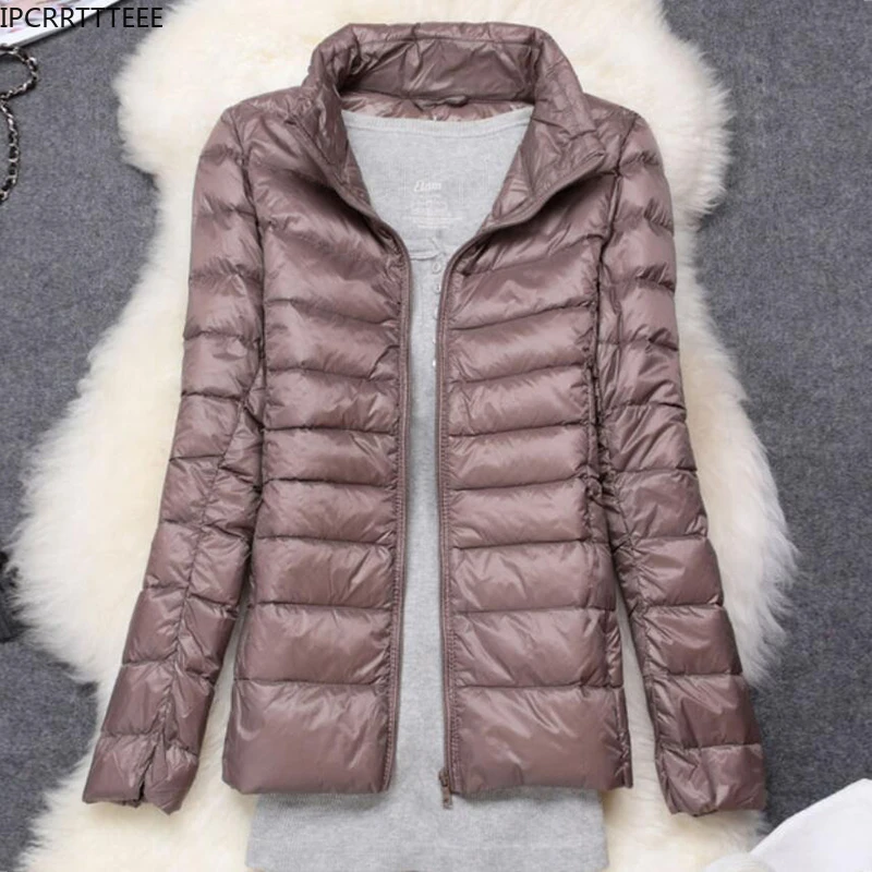 2023 New Women Autumn Winter Jacket Ultra Light Duck Down Jackets Slim Female Puffer Jacket Portable Windproof Down Coat