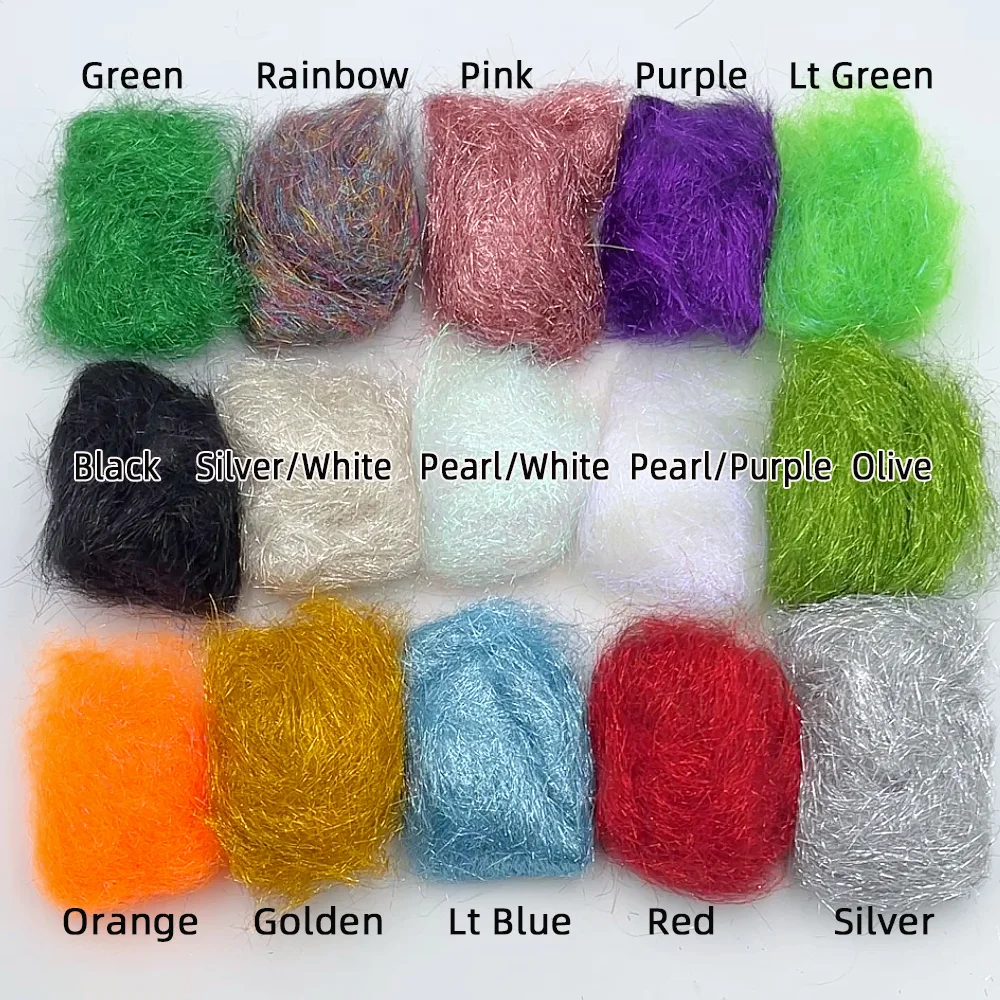 2 Beutel 3,5 cm Ice Dubbing Fliegenbindematerial für Scud Nymphen Minnow Streamer Ice Wing Fiber Flash Sparkle mit Thorax-Material – Detail 3