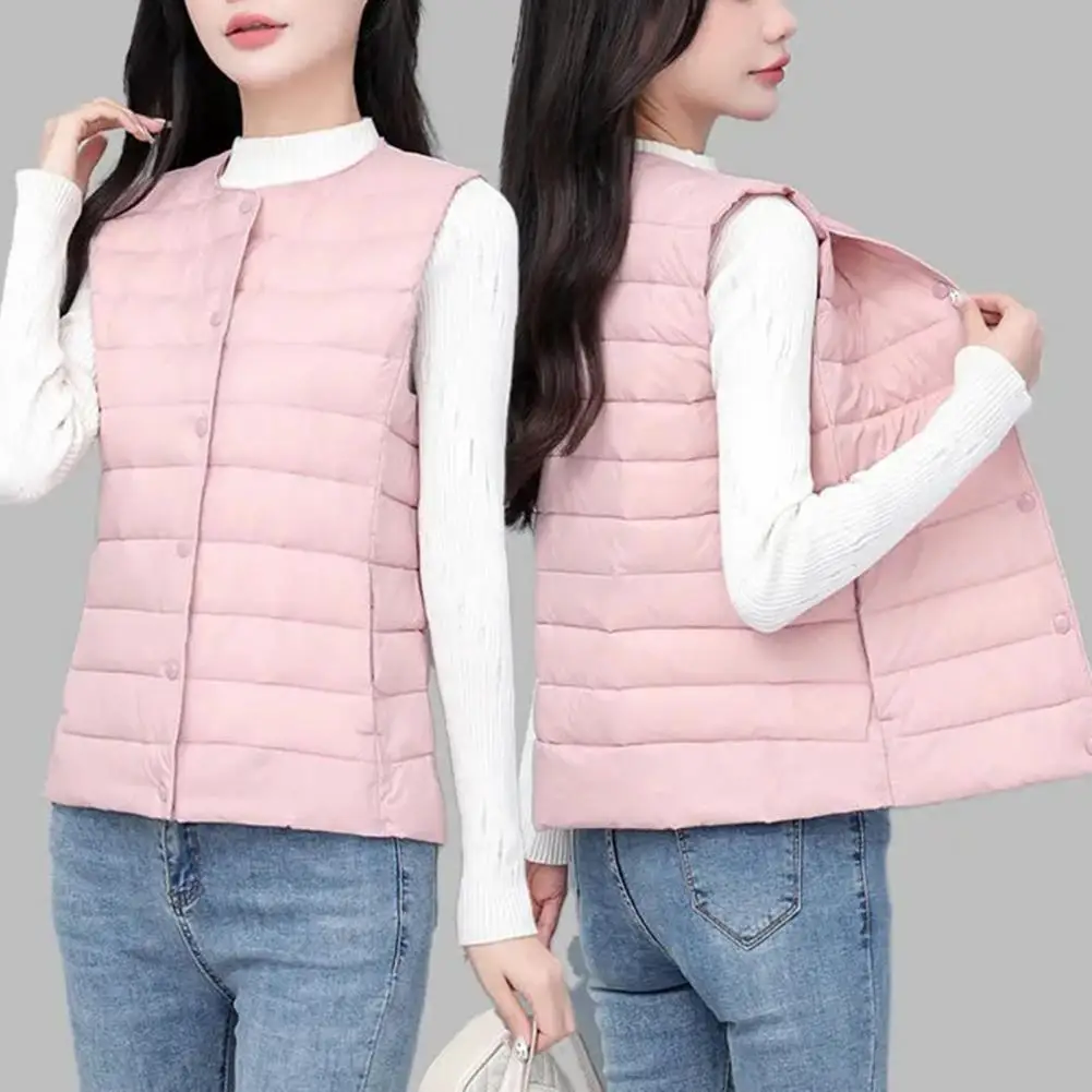 Women Innerwear Cotton Vest Thickened Padded 0-10℃ Ultralight Down Vest Cotton Thermal Insulation Vest Windproof Short Waistcoat