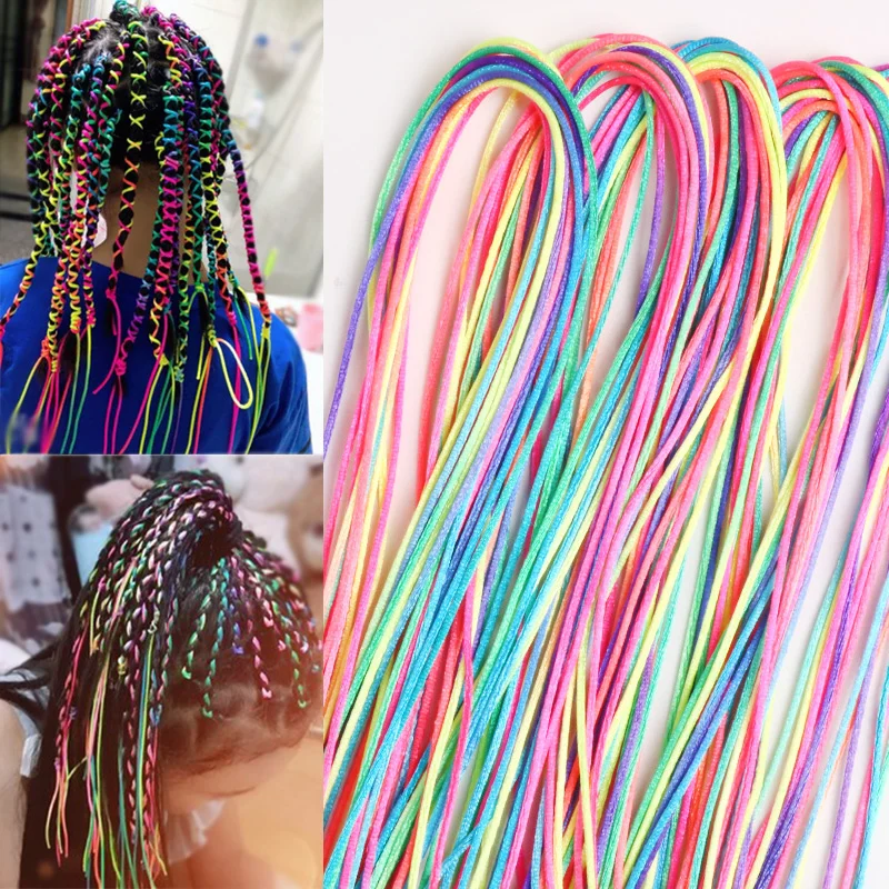 90cm Colorful 4-12Pcs Braided Rope Strands Dirty Braid Hair Accessories Hip Hop Girl DIY Ponytail Hair Accessories