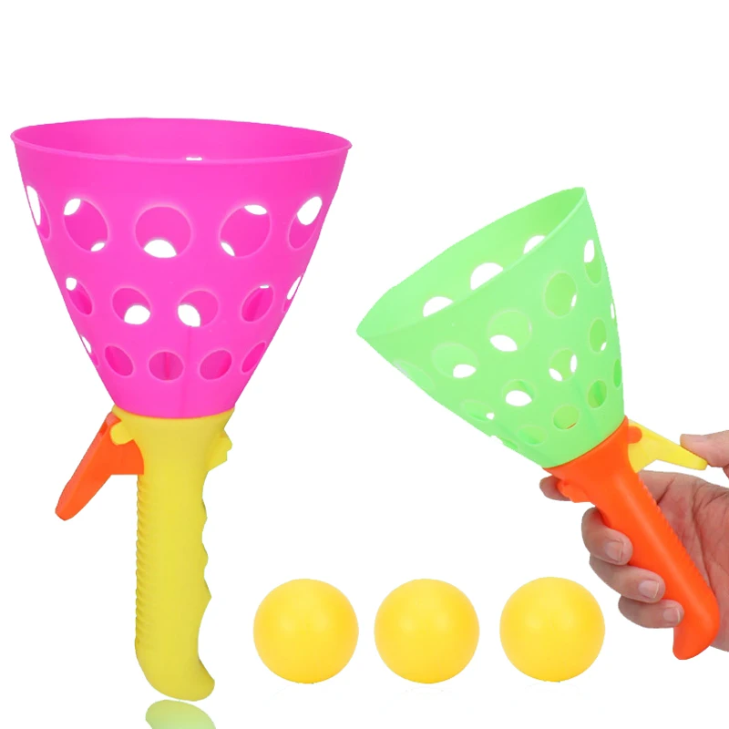 A Pair Double Catapult Ball Children Toss and Catch Parent-child Outdoor Interactive Fun Toys Kindergarten Educational Toys