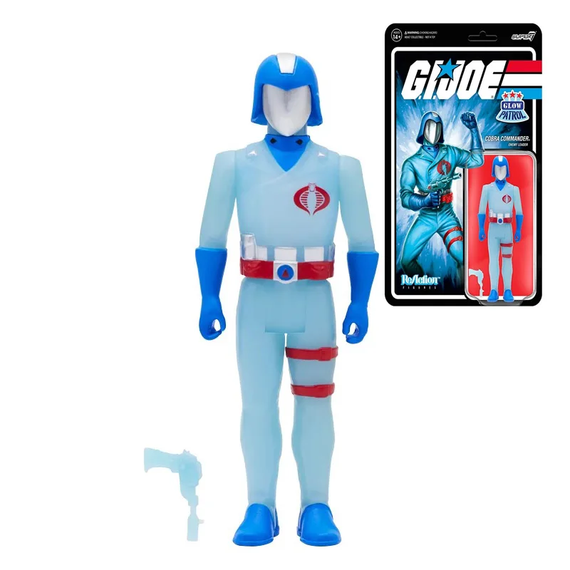 Super7 G.I. JOE Cobra Commander Glow Patrol 3.75 Inch ReAction Fgiure Doll Collectible Halloween Gift for Boys