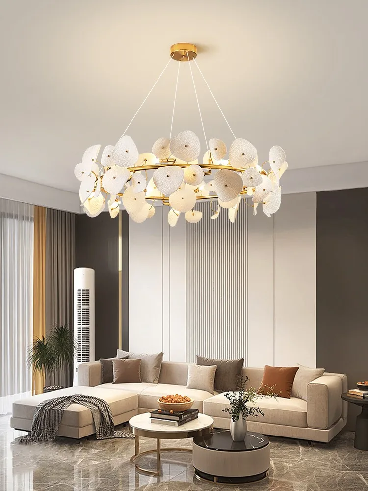 

Modern Ceramic Lotus Leaf Chandelier Pendant Light for Dining Room Kitchen Table Living Area with Petal Design Lighting Fixture
