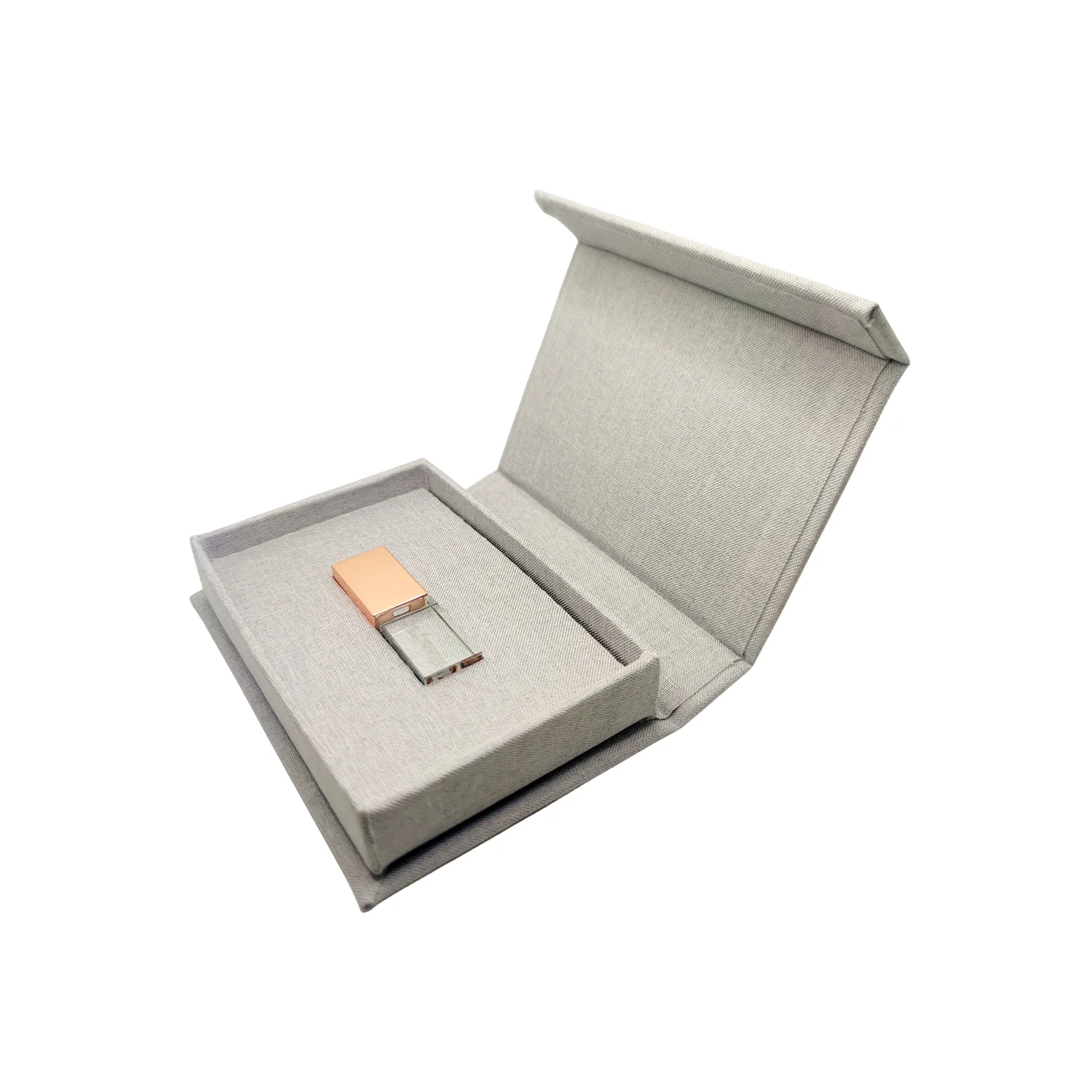 Free Custom Color Printing LOGO Linen Album Box and Color Metal Crystal USB3.0 16GB 32GB 64GB 128GB