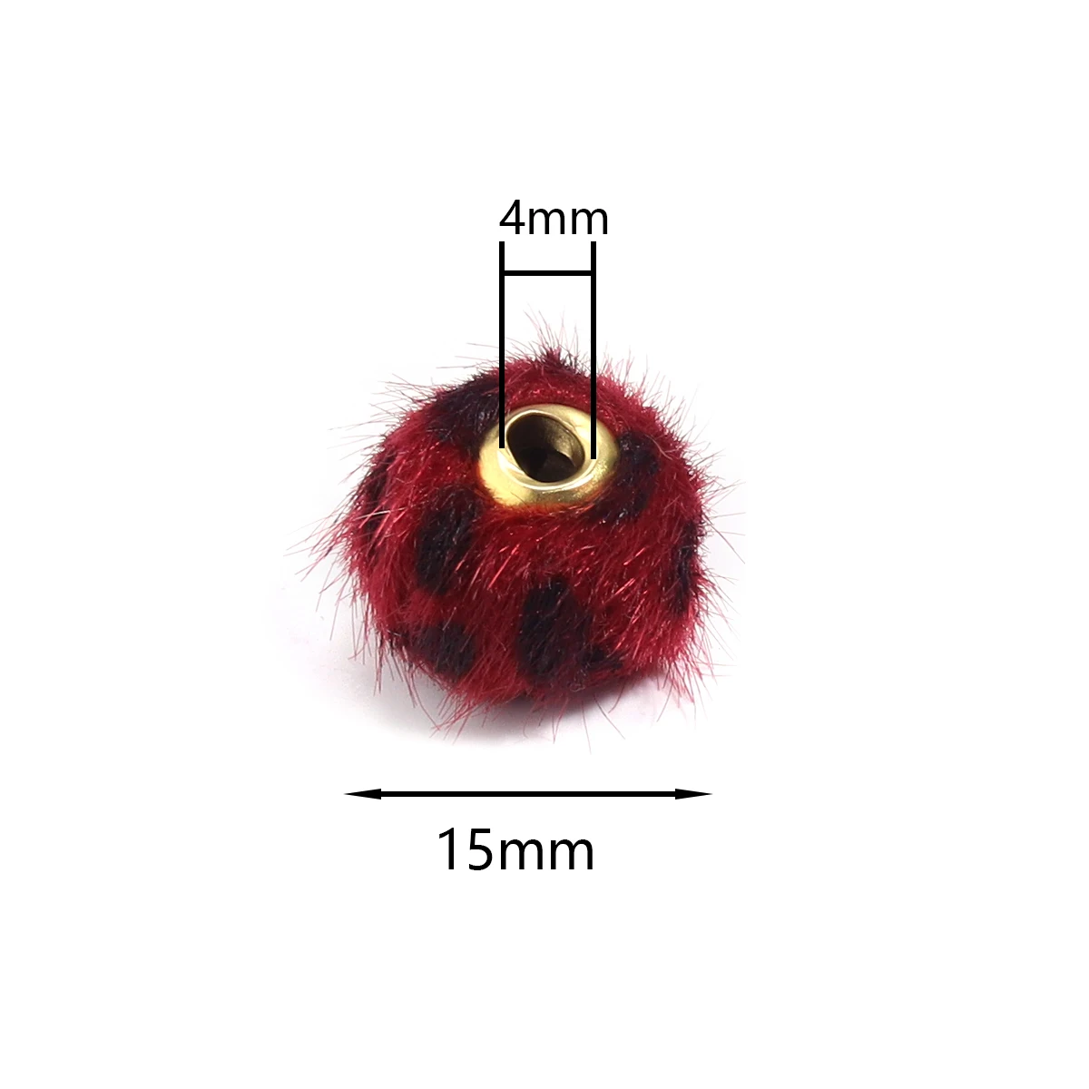 10pcs 15mm Plush Fur Covered Ball Beads Colorful Fluffy Leopard Print Beads For Jewelry Making DIY Necklace Bracelets Earrings