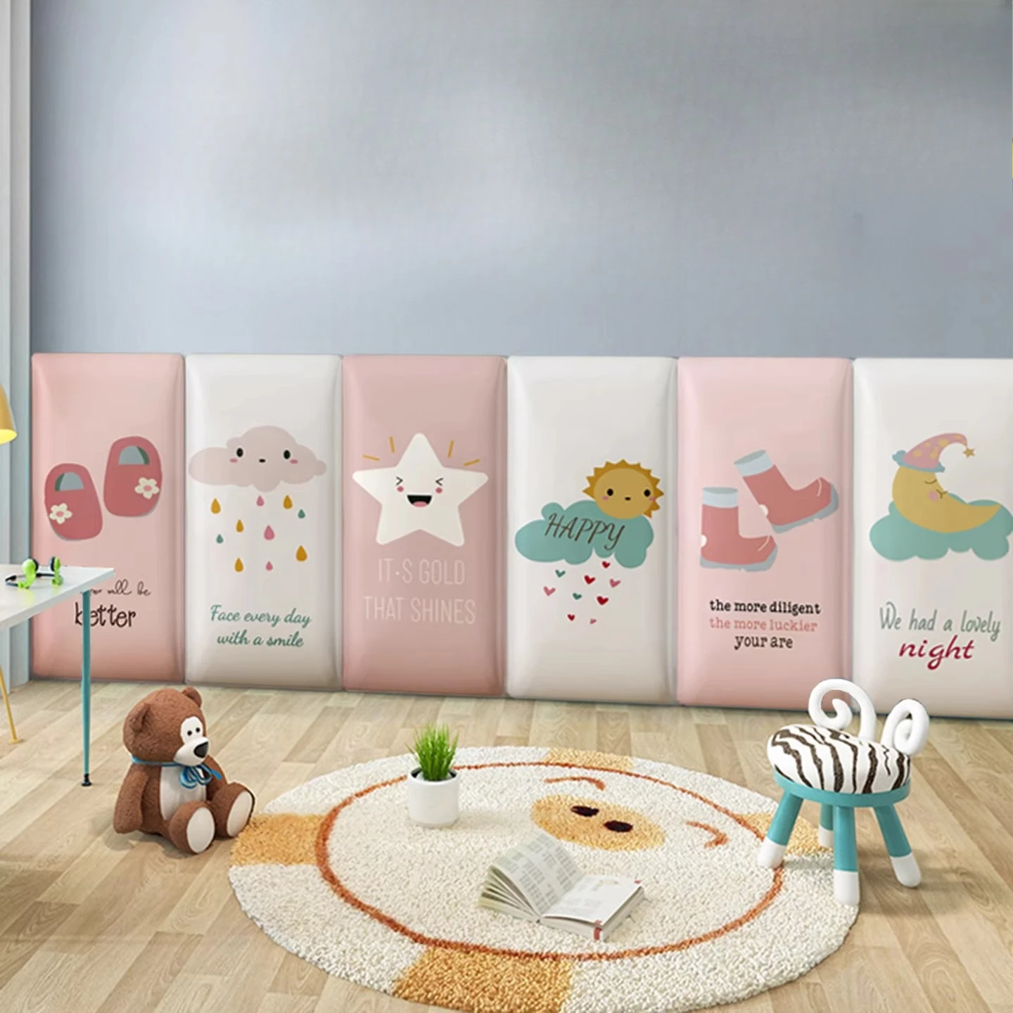 6-10 PCS 3D Wall Sticker Soft Bag Self Adhesive Leather Kids Anti-collision Wall Fence Room Headboard Anti Collision Wall Panels