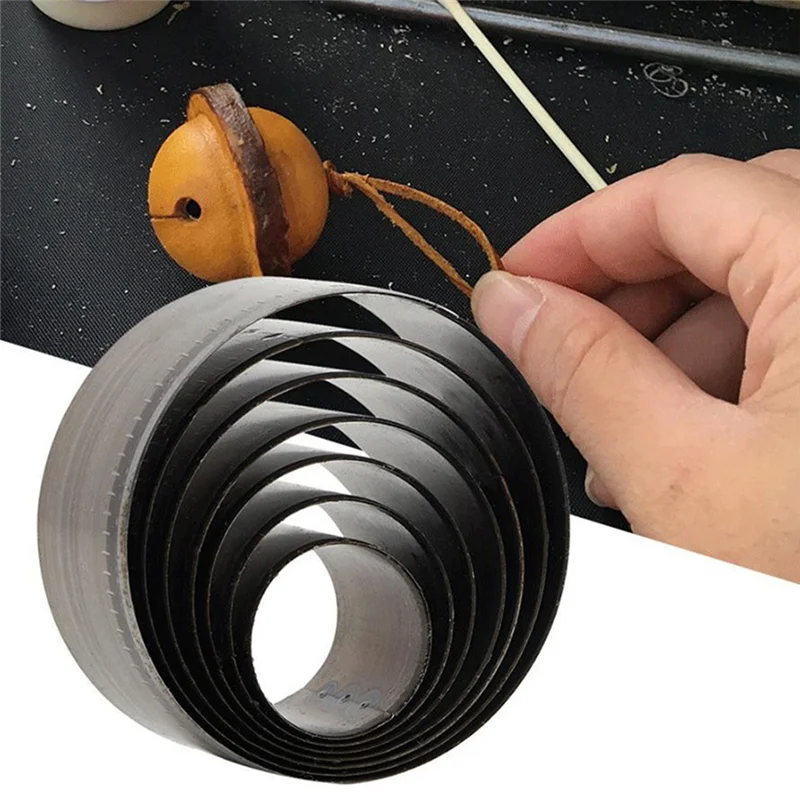 

A21Q-7 шт. короткая кожа головы с штампованным кожаным круглым ножом, инструмент «сделай сам», ручное сверление, стальной круглый перфоратор, ремень для пробивания отверстий