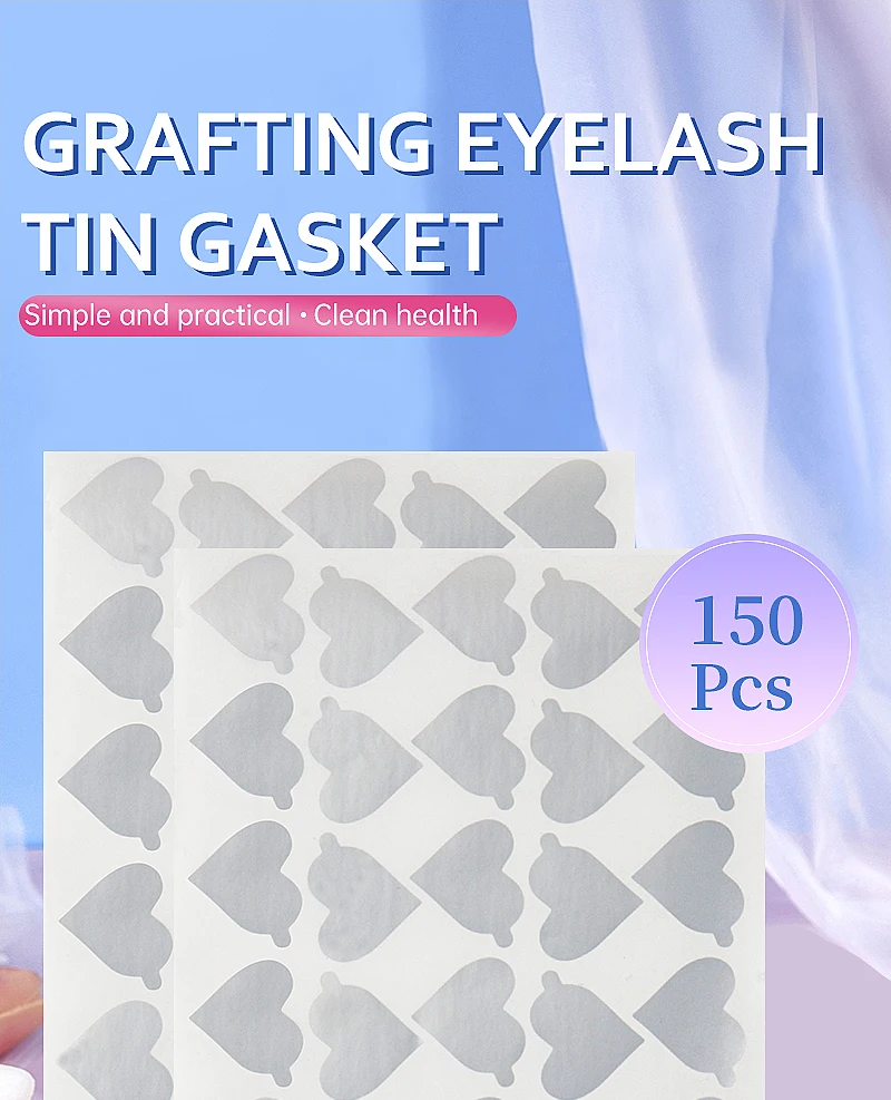 300 Stück Einweg-Wimpernkleberhalter Folienpalette Wimpernverlängerungs-Klebepads Herz-Wimpern-Sticker Ständer für Wimpern-Jade-Stein – Detail 1