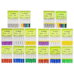 Instrumentos de endodoncia Dental de acero inoxidable, limas K de Canal radicular Dental, herramientas de tratamiento, 21mm/25mm, 6 unids/lote por paquete