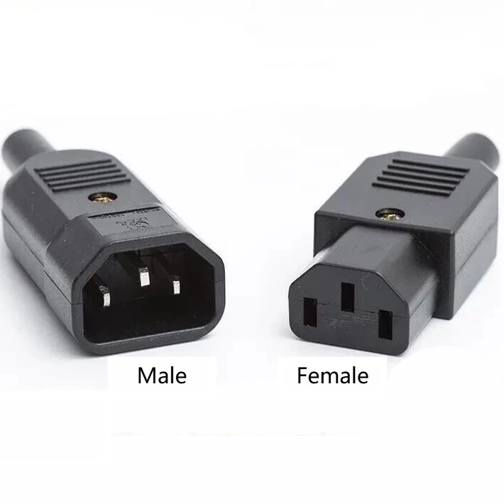 IEC Straight Cable Plug Connector C13 C14 10A 250V Black female&male Plug Rewirable Power Connector 3 pin AC Socket