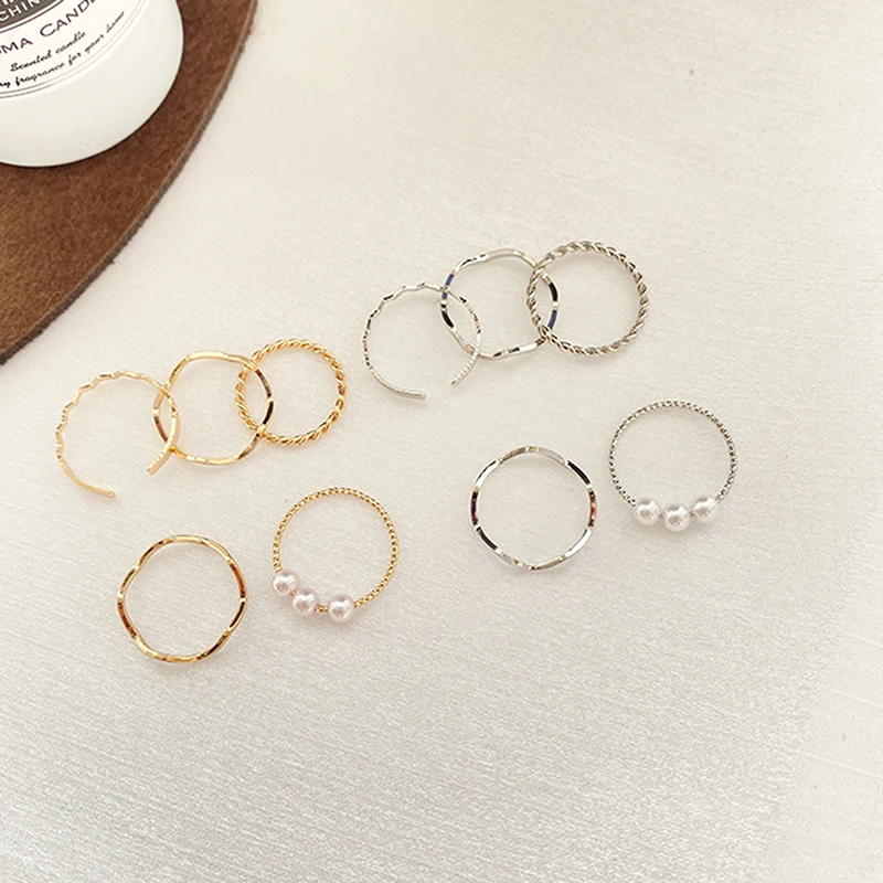 Sterling Silver Minimalist Geometric Round Rings For Women Trendy Fine Jewelry Opening Irregular Accessories