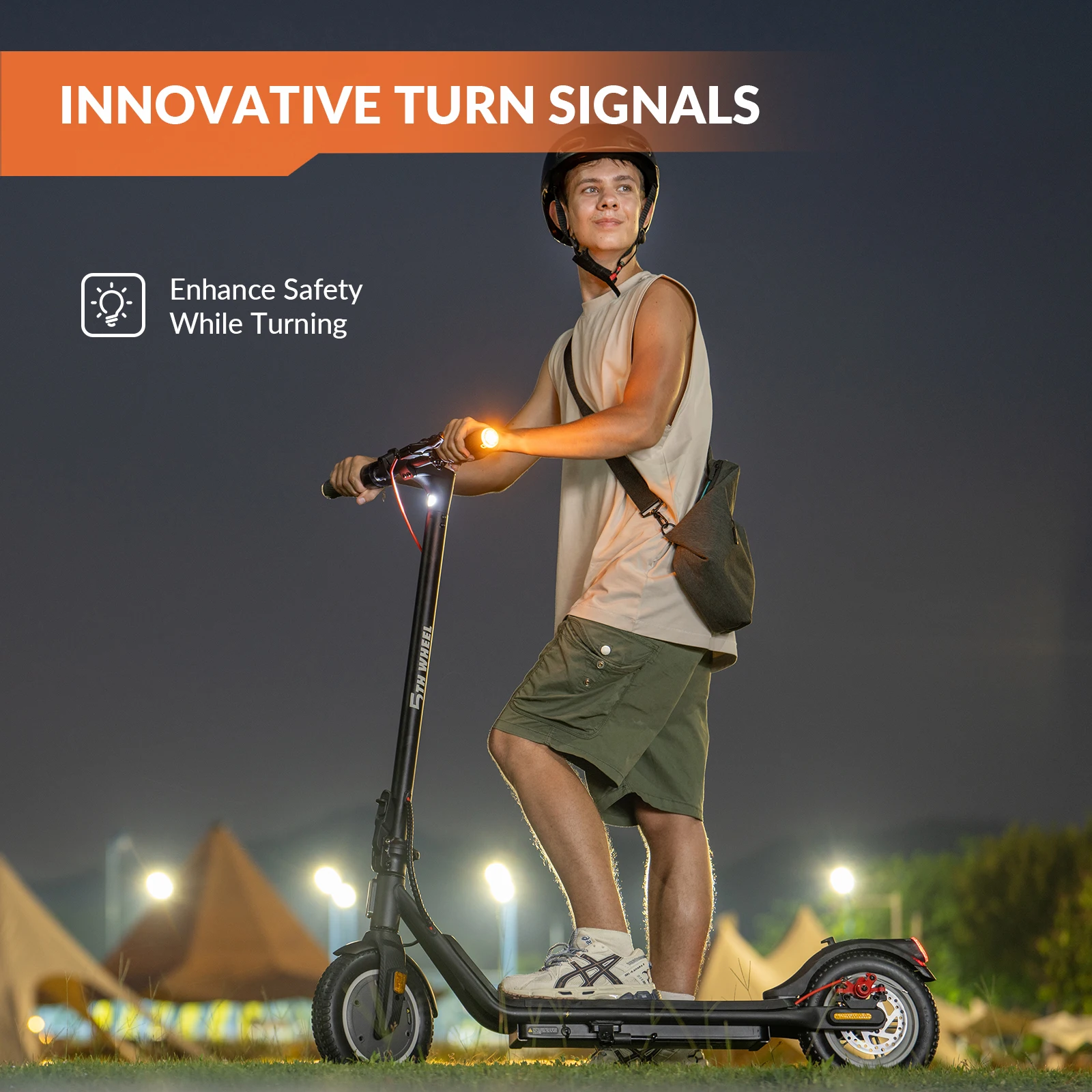 سكوتر كهربائي بعجلة 5TH، إطارات صلبة مقاس 10 بوصات، محرك 350 وات و17.5 ميجا في الساعة، 12.4 ميل، إشارات الانعطاف والفرامل المزدوجة، التحكم في التطبيق والقفل الإلكتروني