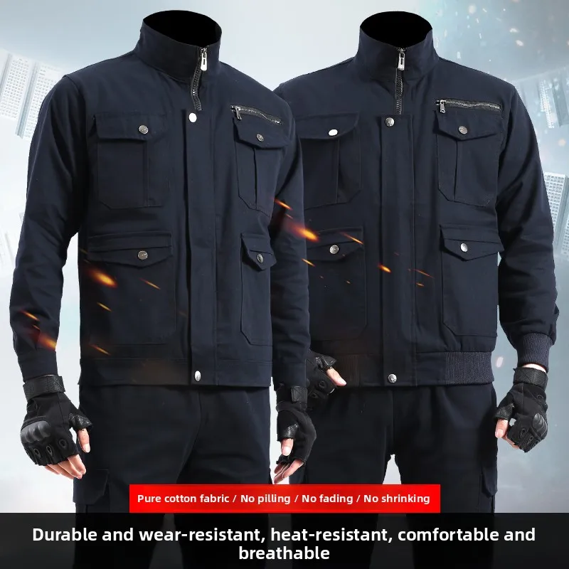 

Утолщенный рабочий костюм из чистого хлопка для мужчин, термостойкая защитная одежда от электрической дуги для весны и осени