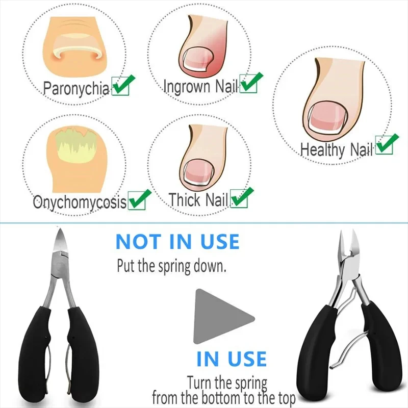 Toenail Clippers Nail Cutters Professional Pedicure Paronychia Tools Manicure Sets Stainless Steel Sharp Curved Blade Big Pliers
