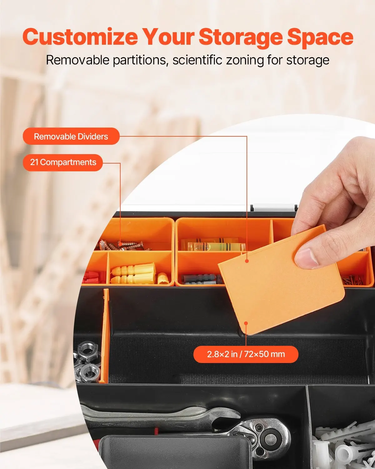 

Набор из 3 органайзеров для мелких деталей, 21-секционный органайзер для инструментов с съемными разделителями, высококачественный контейнер для хранения метизов из полипропилена