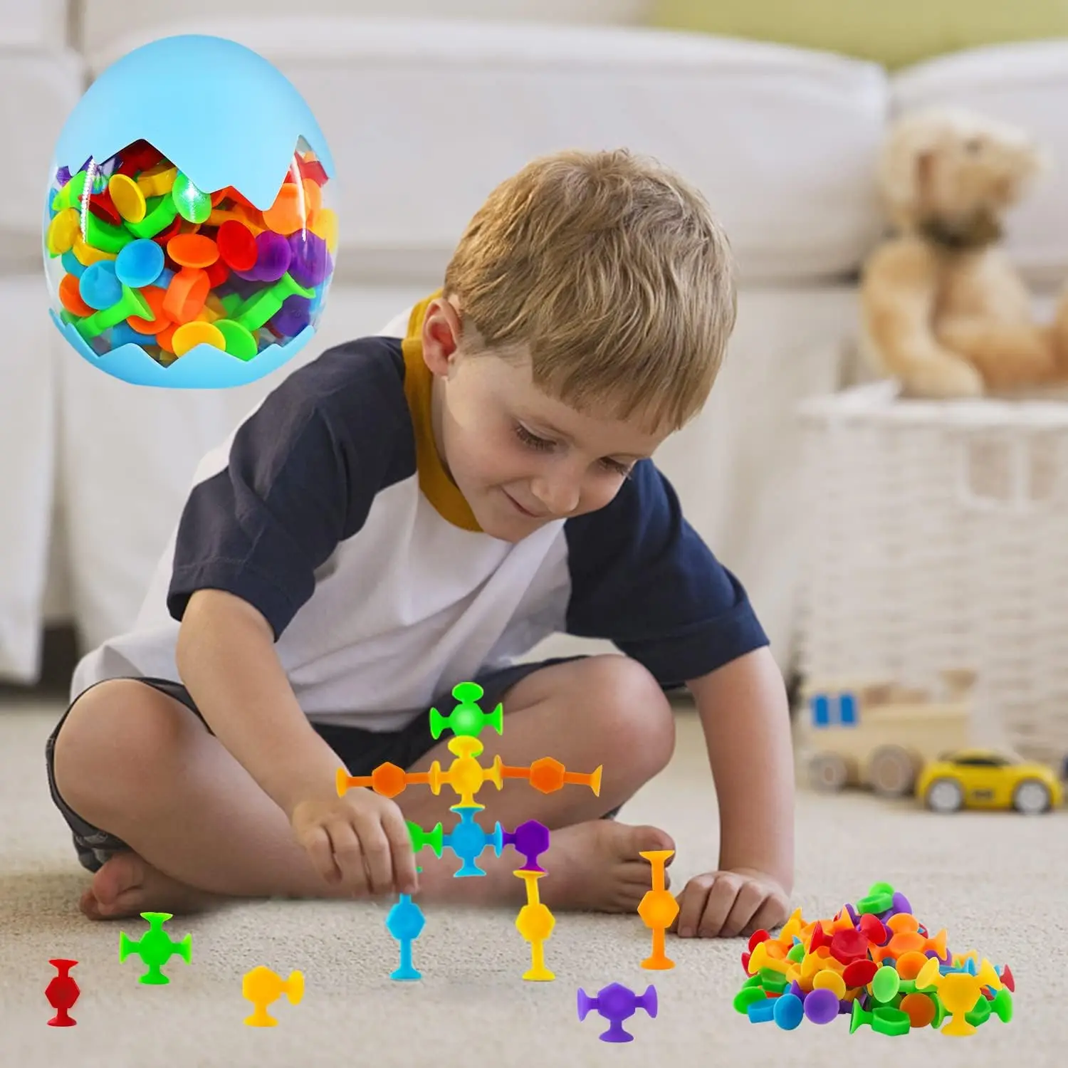 48 pezzi di giocattoli da bagno per bambini dai 3 anni in su, giocattoli sensoriali per bambini autistici, giocattoli da viaggio, giocattoli per finestre, giocattoli per l'apprendimento dello stelo, giocattoli per vasca da bagno