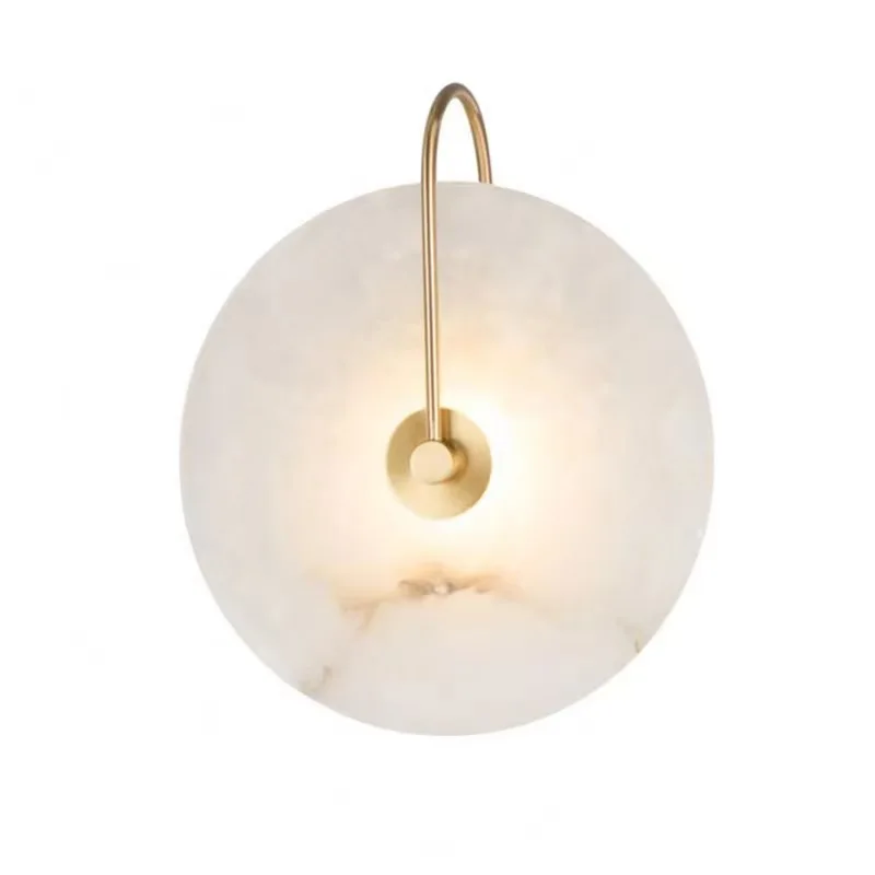 Luxury Marble Wall Sconce Lamp for Hotel Living Room or Bedroom Alabaster Iron Body Night Lights for Indoor Decorative Lamps