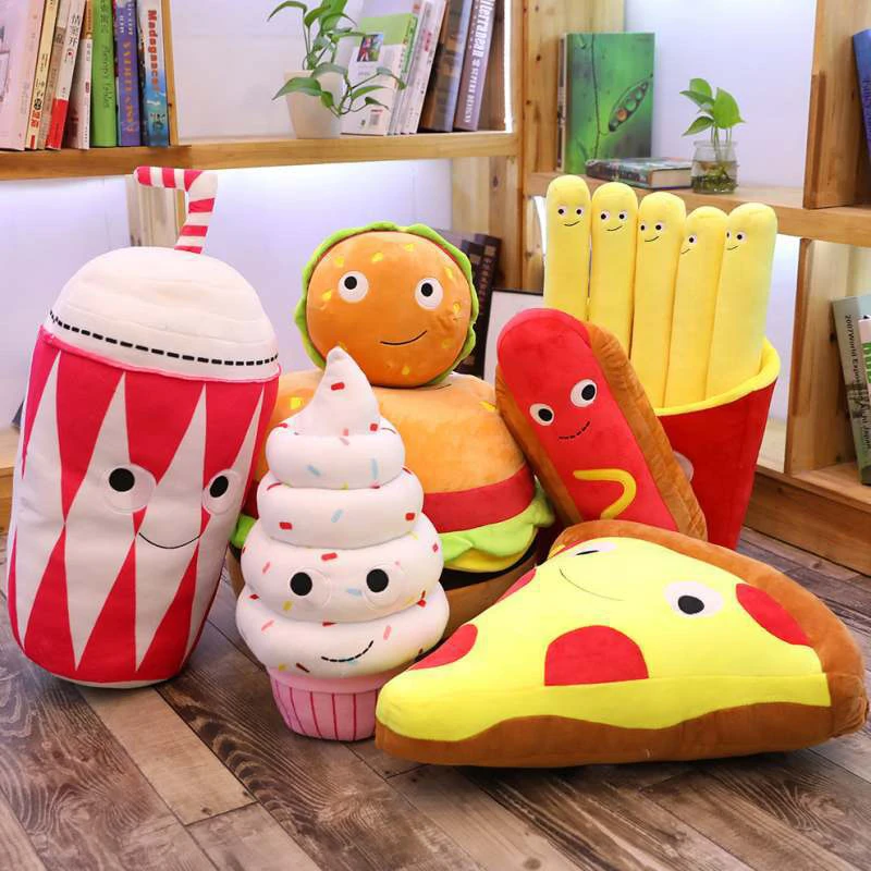 Food Pillow Toys Creative Simulation Ice Cream Plush Pillow Yummy World Decor Sofa Cushion Birthday Gift for Kids Boys Girls