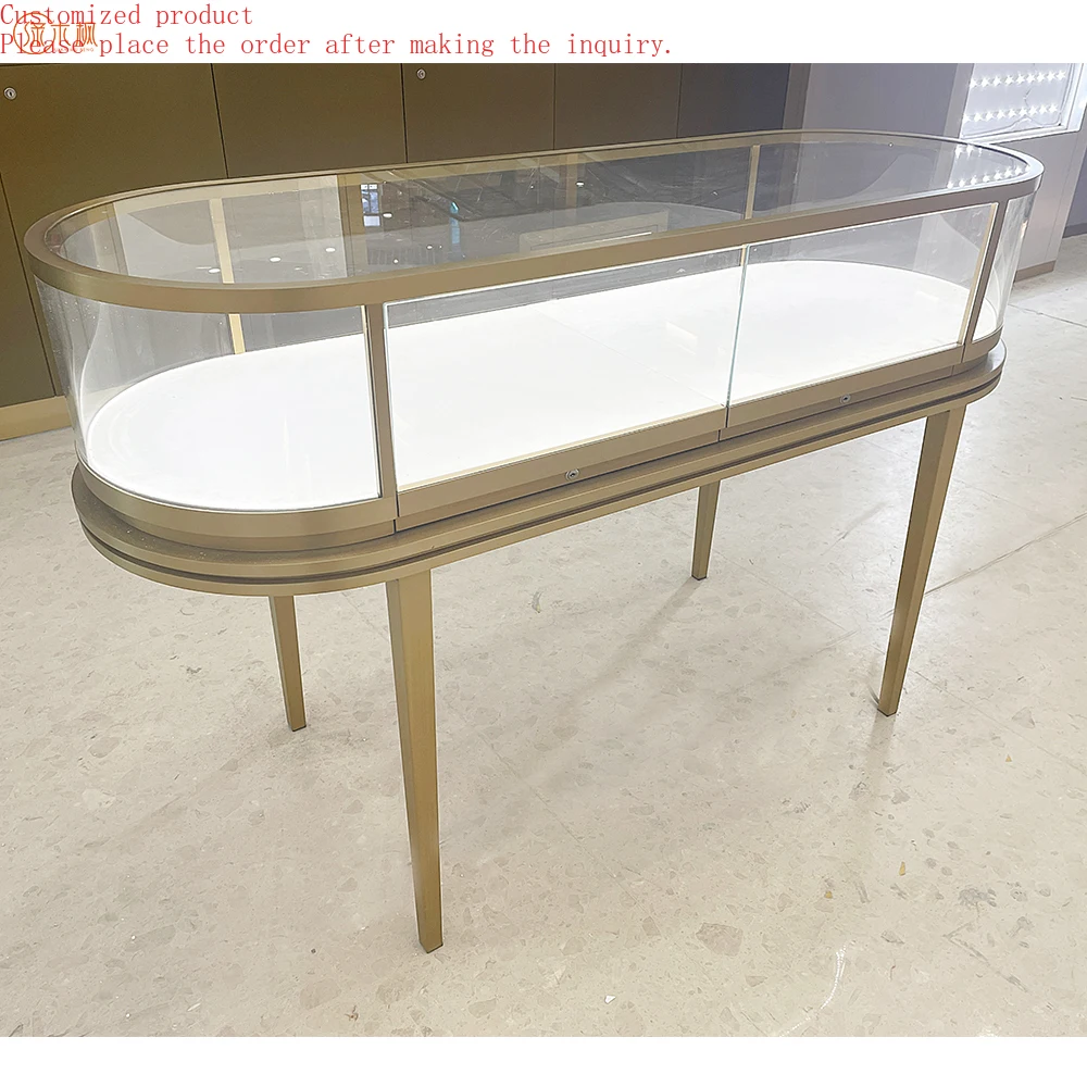 

Boutique Oval Jewellery Showcase Display Streamline Design Jewelry Display Table Custom Manufacturer