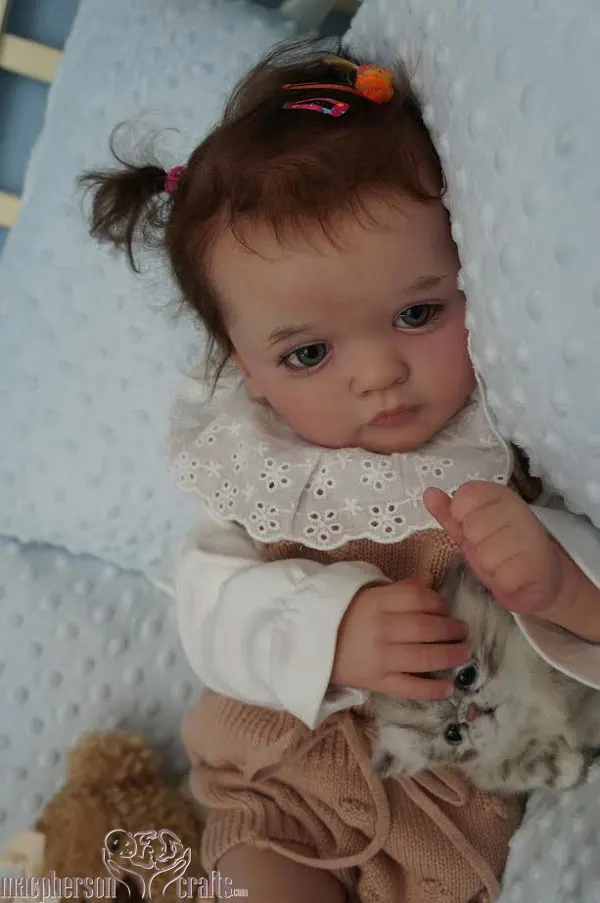 Npk 24 ''peças de boneca inacabadas ayana lifelike reborn peças diy com raiz de mão cabelo 3d pintura de pele colecionável boneca de arte realista