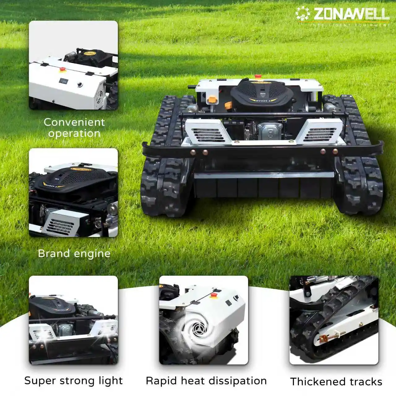Customised Remote Control Lawnmower Crawler 4 Stroke Wireless Control Lawnmower Robot Weeder Tractor Zero Rotation