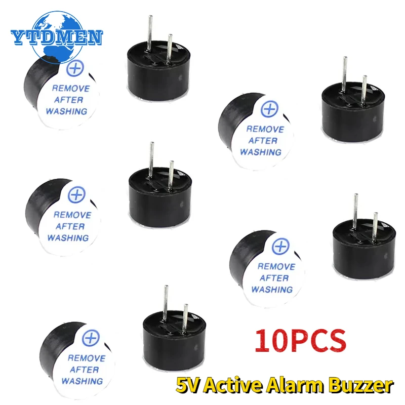 10PCS 5V Active Buzzer Mini Magnetic Long Continous Beep Tone 9*5.5mm Alarm Ringer Active Piezo Buzzers, for Arduino
