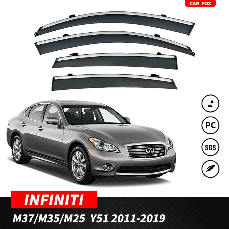 

For INFINITI M35 M37 M25 Y50 Y51 2005-2023 Plastic Window Visor Vent Shades Sun Rain Deflector Guard