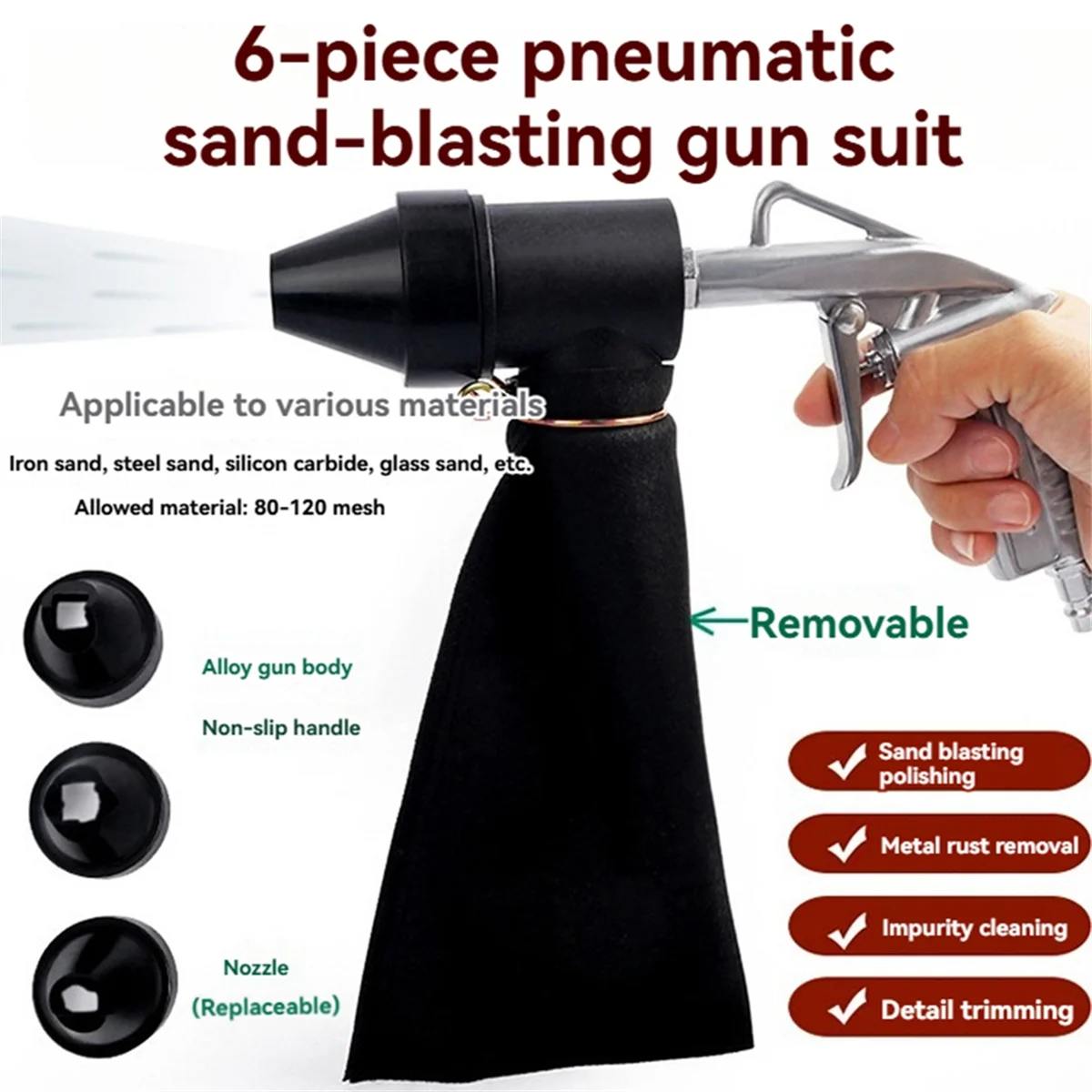 WBELK Pneumatic Sandblasting Tool Kit Sand Blasting Machine Set Versatile Sandblaster Handheld Polishing Machine Rust Remover