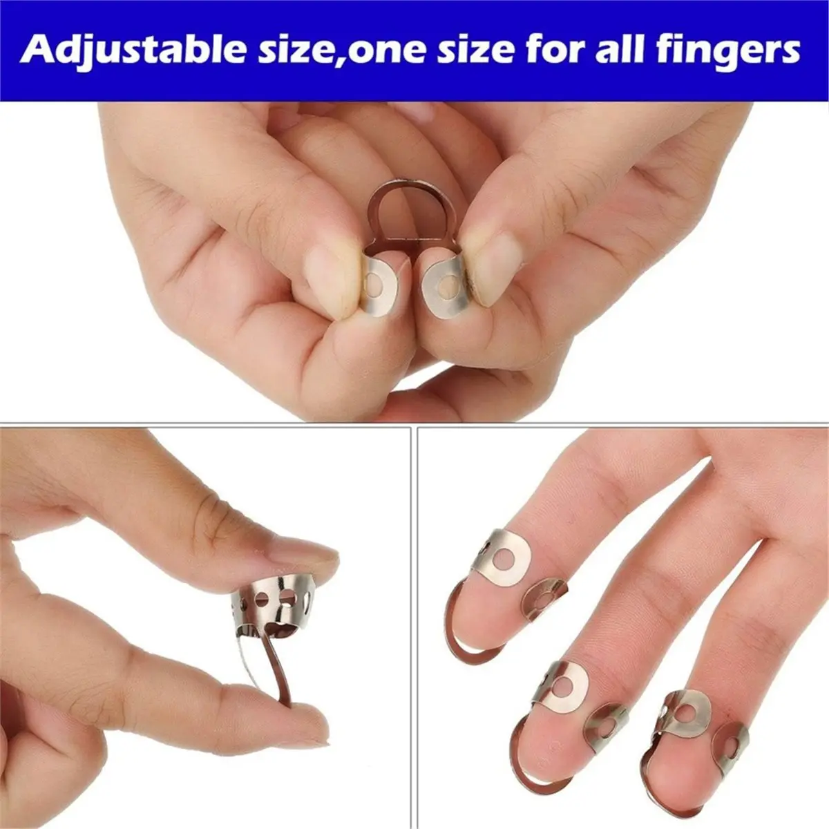 PROMOTION~ 12 Pcs Stainless Steel Metal Finger Picks, Open Design Including Finger Thumb Picks, Adjustable for Guitar, Banjo