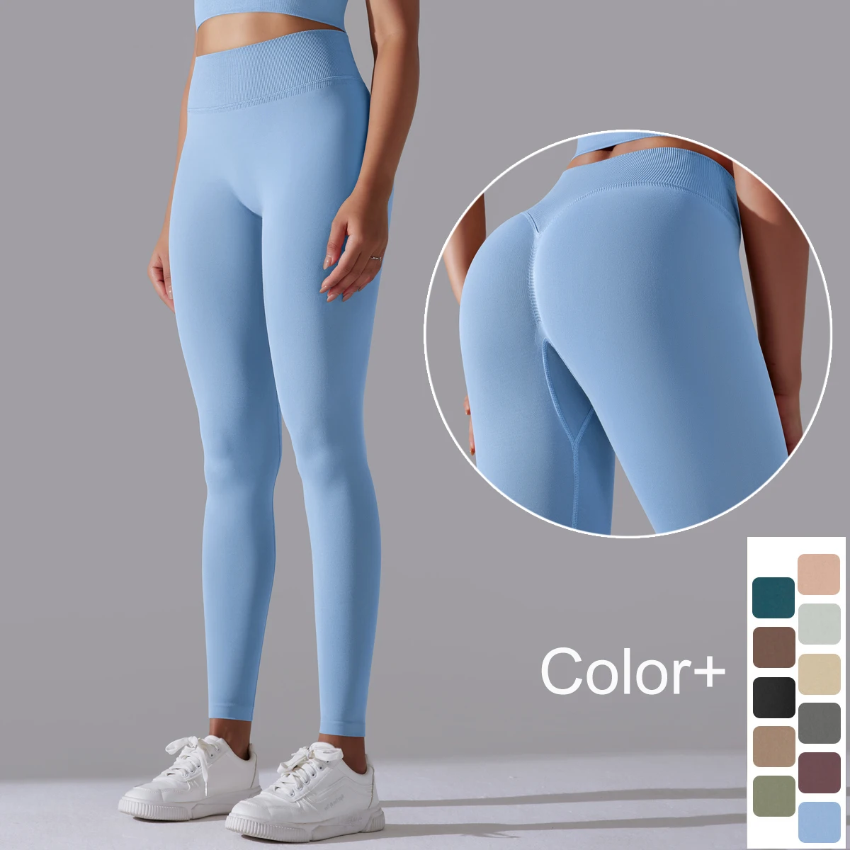 

Бесшовные леггинсы для женщин, однотонные штаны для йоги с высокой талией, спортивная одежда для бега в тренажерном зале, быстросохнущие тонкие брюки с эффектом пуш-ап, женские спортивные леггинсы