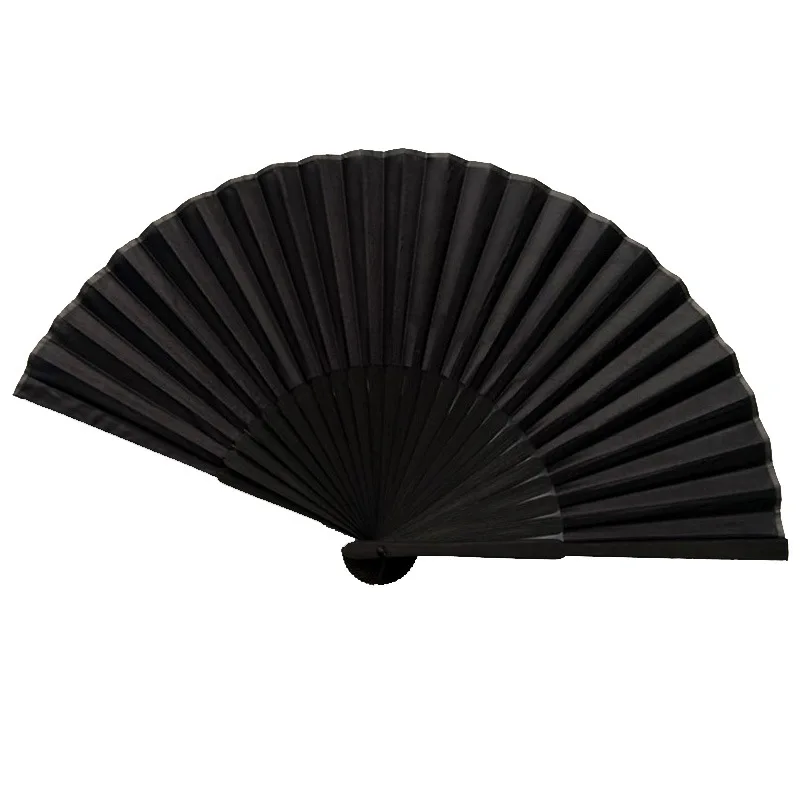 Chinese Style Black Vintage Hand Fan Handheld Folding Fans with Carry Pouch for Dance Performance Wedding Party Favor Summer Fan