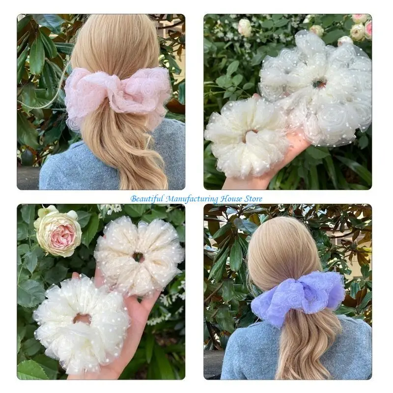 

E56A Comfortable Rose Scrunchies for Women Suitable for Different Hair Lengths